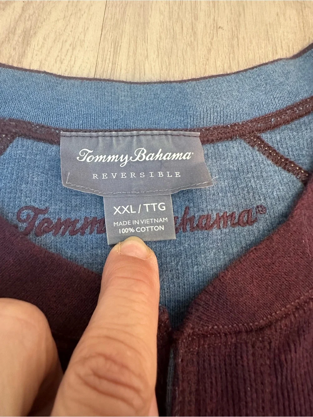 Tommy Bahama Reversible crewneck sweatshirt Burgundy Navy Sz XXL